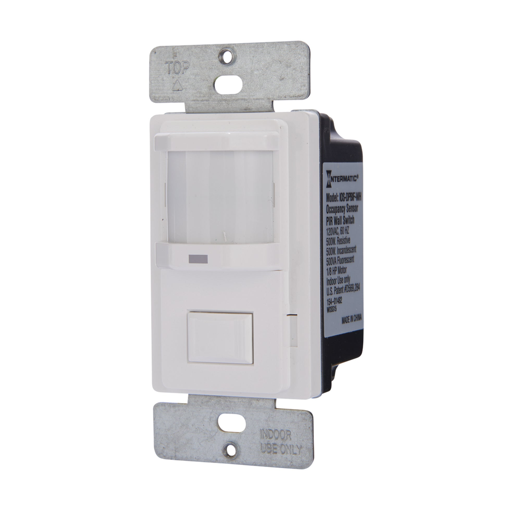 Intermatic IOS-DPBIF-WH 120 VAC 60 Hz White 150 Degrees Occupancy In-Wall PIR Sensor Switch Product image for Intermatic IOS-DPBIF-WH 120 VAC 60 Hz White 150 Degrees Occupancy In-Wall PIR Sensor Switch