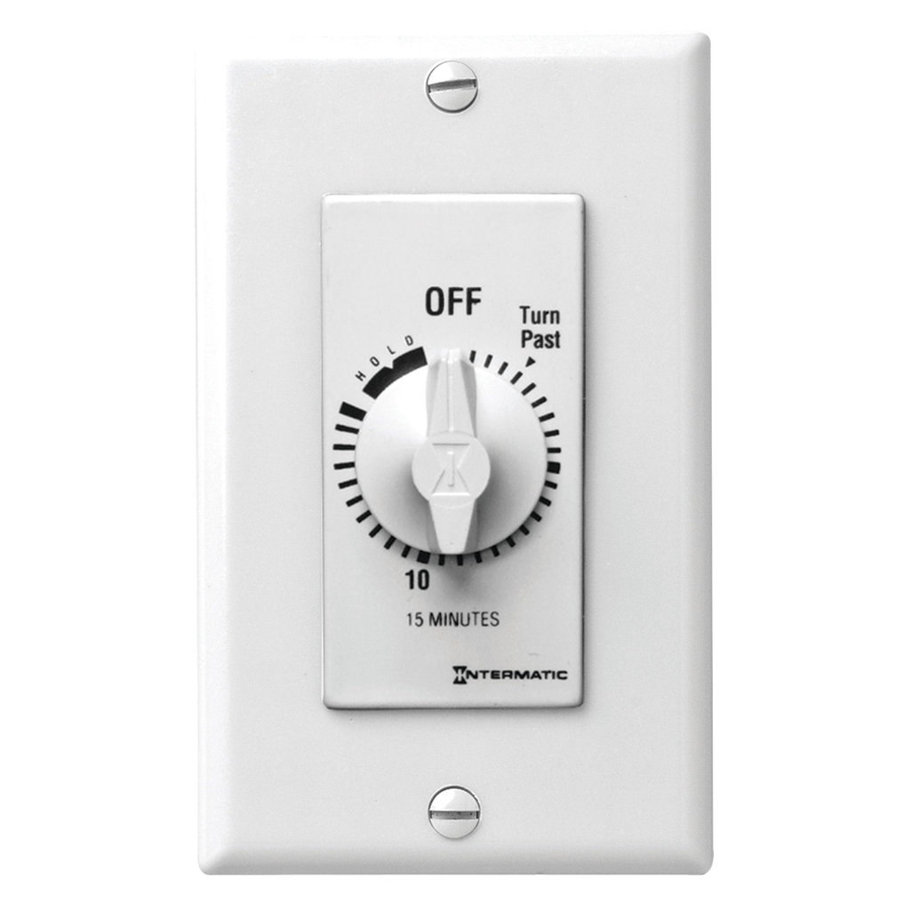 Product image for Intermatic FD15MHW 15 Minute 125 to 277 VAC 60 Hz SPST White Countdown Timer with 15 Minute Hold