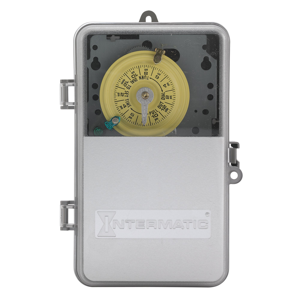 Product image for Intermatic T104PCD82 NEMA 3R Plastic Case See-Through Cover 208 to 277 VAC 60 Hz 40 Amp DPST Electromechanical Time Switch