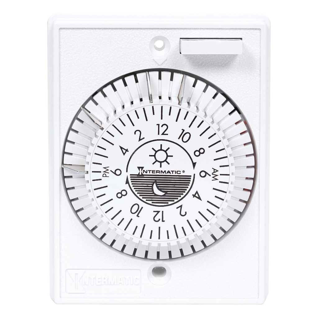 Product image for Intermatic E1020 125 VAC 60 Hz 15 Amp White Heavy Duty Mechanical In-Wall Timer