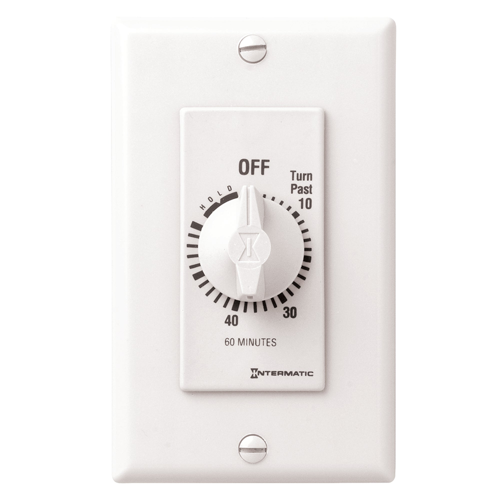 Product image for Intermatic FD60MHW 60 Minute 125 to 277 VAC 60 Hz SPST White Countdown Timer with 60 Minute Hold