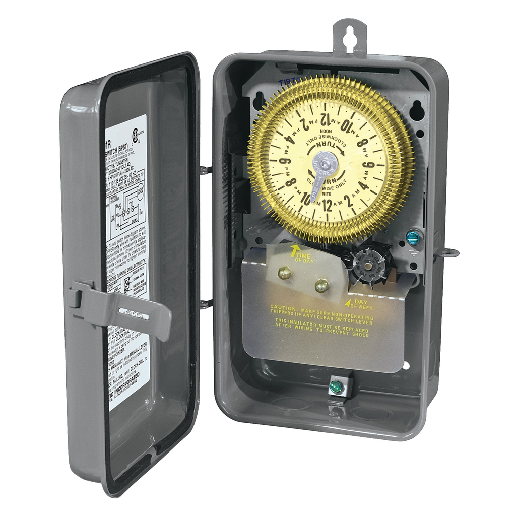 Product image for Intermatic T1975ER NEMA 3R 480 VAC 60 Hz 20 Amp SPDT Electromechanical Time Switch with Skipper Wheel