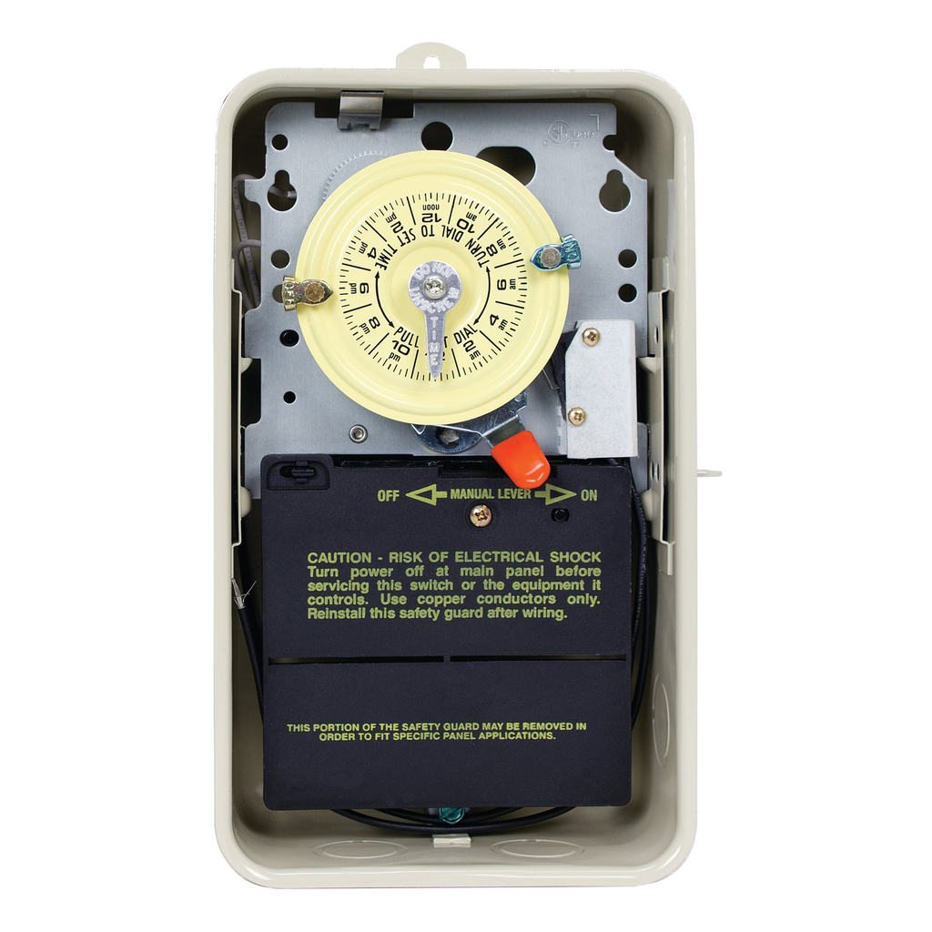 Product image for Intermatic T104R201 NEMA 3R Steel Case 208 to 277 VAC 60 Hz 40 Amp DPST Electromechanical Time Switch with Pool Heater