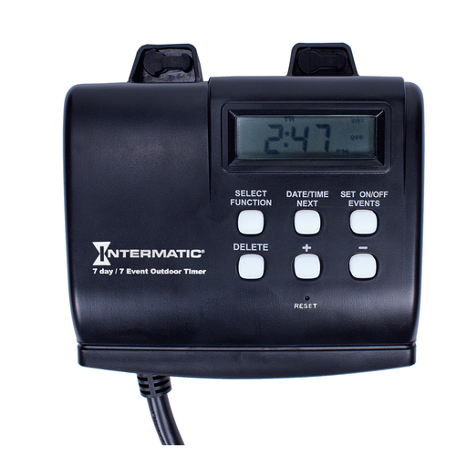 Product image for Intermatic HB880R 7-Day 120 VAC 60 Hz 15 Amp Heavy Duty Outdoor Digital Plug-In Timer