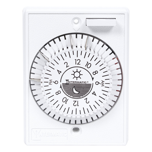 Product image for Intermatic E1020 125 VAC 60 Hz 15 Amp White Heavy Duty Mechanical In-Wall Timer
