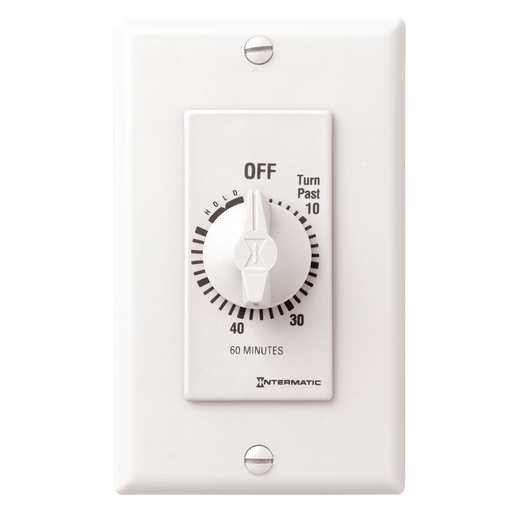 Product image for Intermatic FD60MHW 60 Minute 125 to 277 VAC 60 Hz SPST White Countdown Timer with 60 Minute Hold