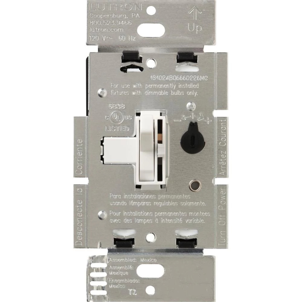 Product image for Lutron AYLV-600P-WH 120 VAC 600 VA White 1-Pole Magnetic Low Voltage Preset Dimmer
