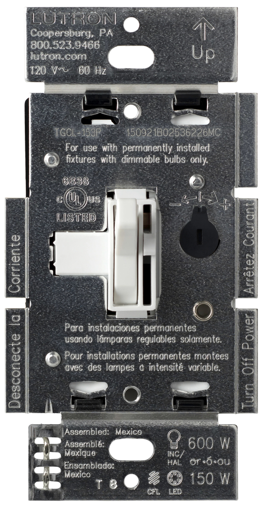 Lutron AYCL153PWH Ariadni CFL/LED Dimmer Cooper Electric