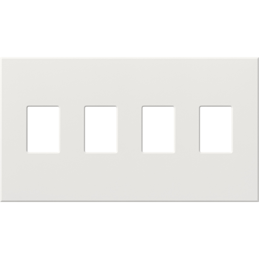 Product image for Lutron VWP-4-WH 4-Gang 4-Dimmer White Matte Polycarbonate Standard Architectural Wallplate
