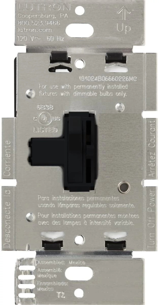 Product image for Lutron AY-10P-BL Ariadni 1000 W Single-Pole Preset Dimmer