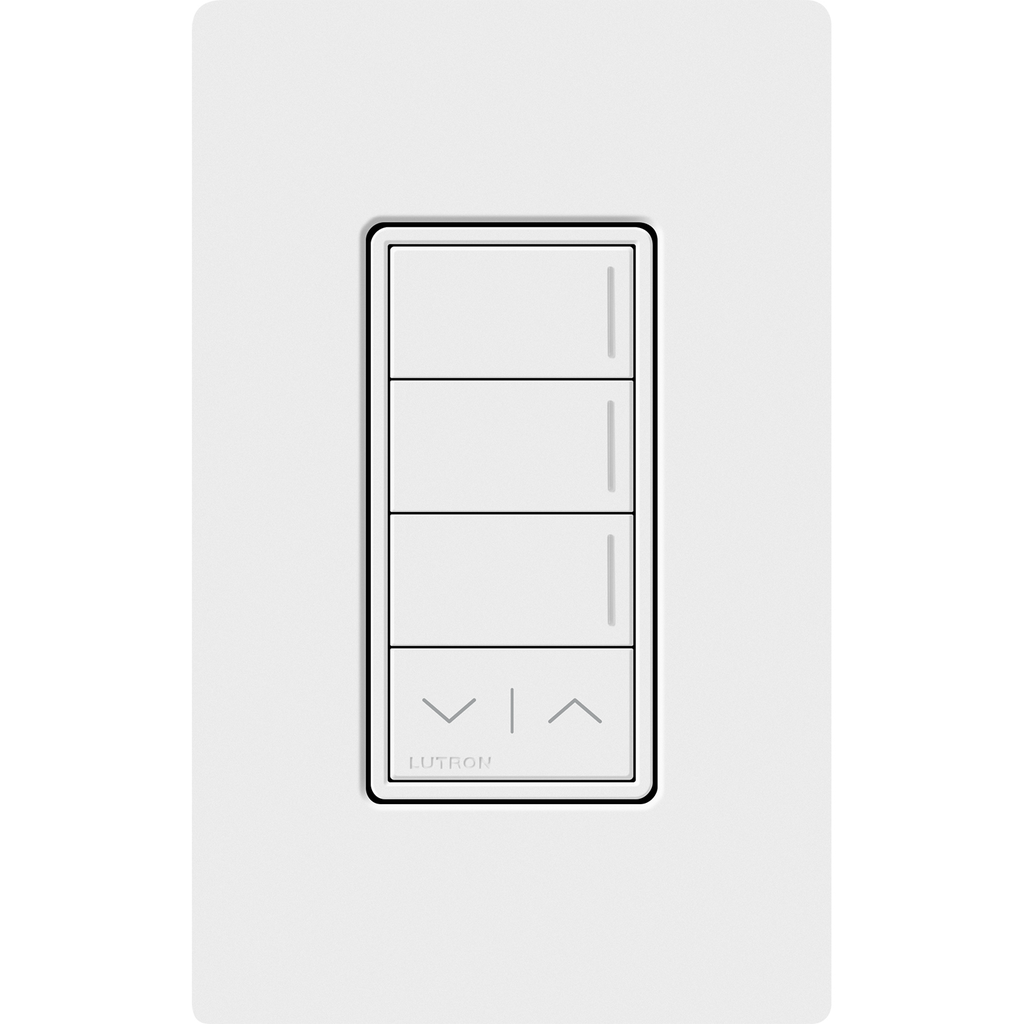 Product image for Lutron RRST-W3RL-WH RadioRA 3 Sunnata RF 3-Button Keypad with Raise / Lower (default printing), 120-277V, 50/60Hz, 0.25A, White