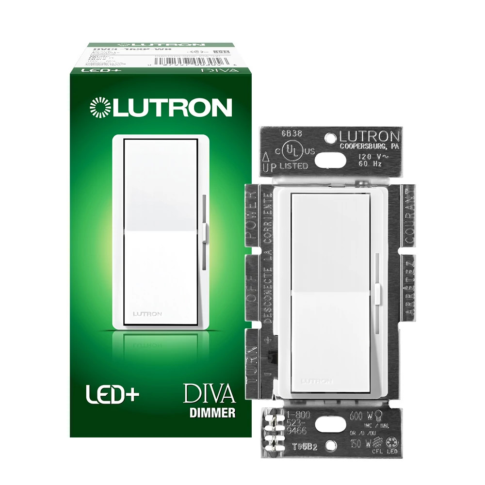 Product image for Lutron DVCL-153P-WH 3-Way/Single-Pole CFL/LED DIVA Dimmer - White