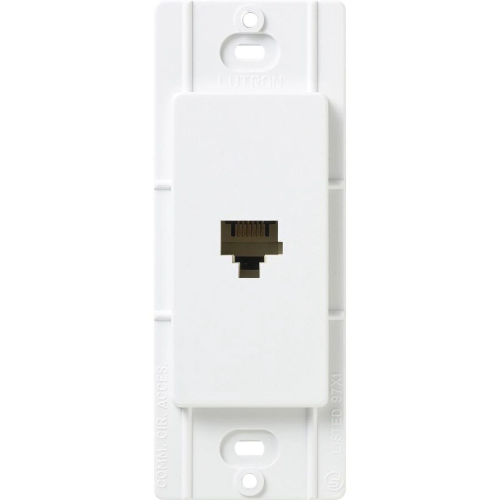 Product image for Lutron SC-PJ-SW RJ11 Snow 6-Conductor Snap-In Telephone Jack