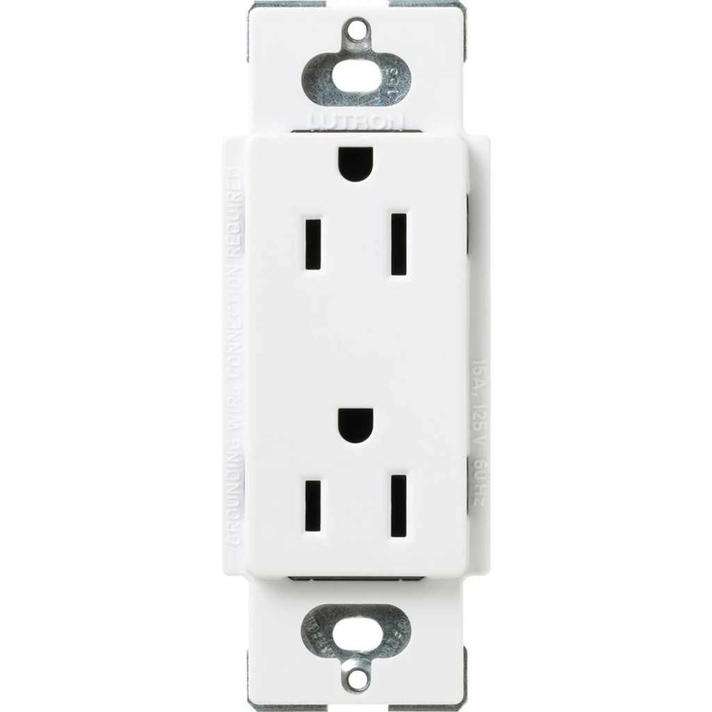 Product image for Lutron SCR-15-SW 15 Amp 125 VAC 2-Pole 3-Wire NEMA 5-15R Snow Duplex Receptacle