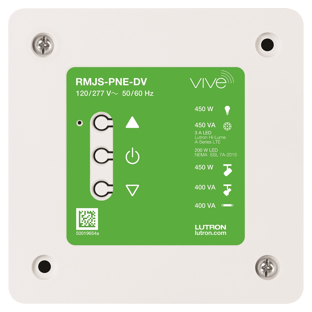 Product image for Lutron RMJS-PNE-DV Vive™ PowPak Phase Select Dimming Module, 120/277V, 431.0 - 437.0 MHz