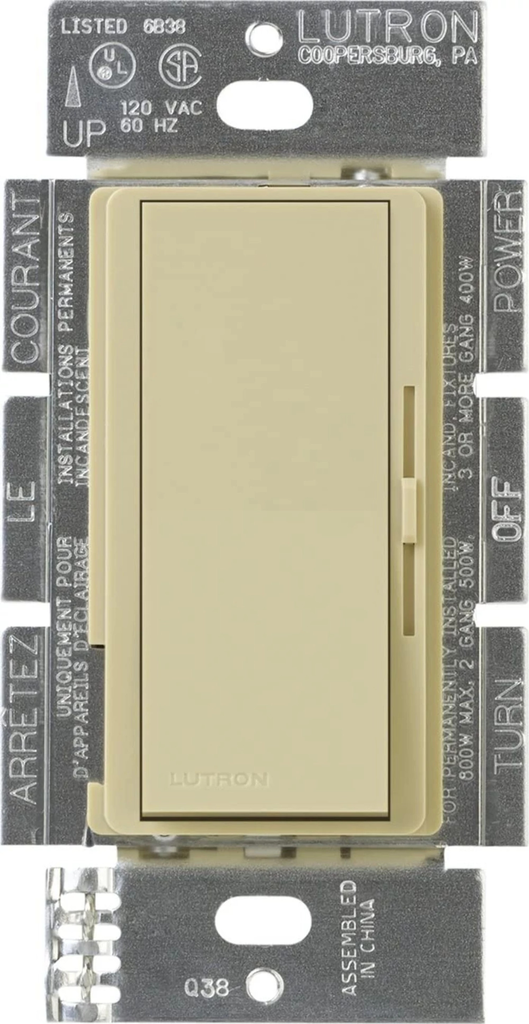 Product image for Lutron DVF-103P-IV 120 VAC Ivory 1-Pole/3-Way Fluorescent Paddle Switch Preset Slide Dimmer