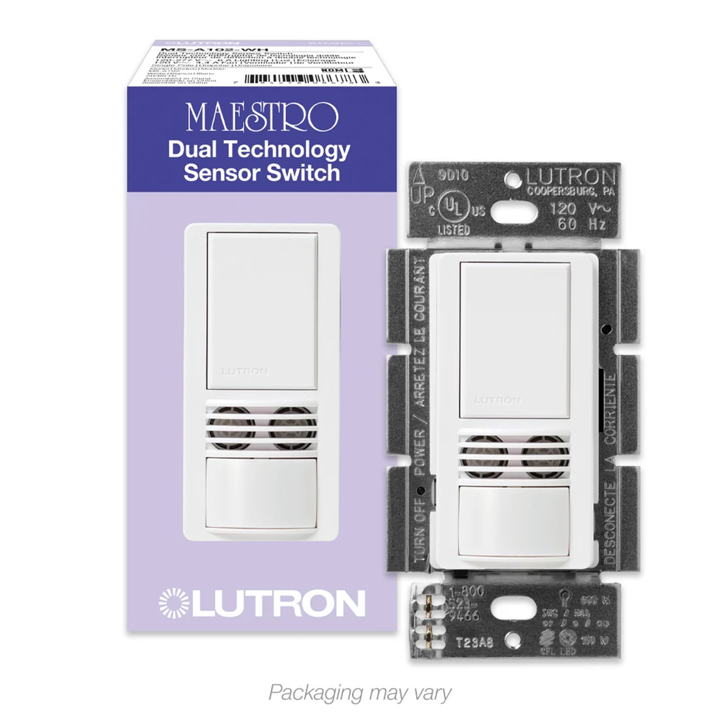 Product image for Lutron MS-A102-WH 120 to 277 VAC 6 Amp 1-Pole White Dual Technology Occupancy Sensor Switch