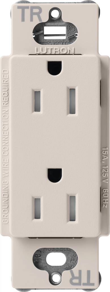 Product image for Lutron SCRS-15-TR-TP 15 Amp 125 VAC 2-Pole 3-Wire NEMA 5-15R Taupe Duplex Dimming Receptacle