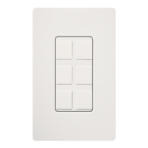 Product image for Lutron CA-6PF-WH SIX PORT FRAME W/BLANKS CA WHITE