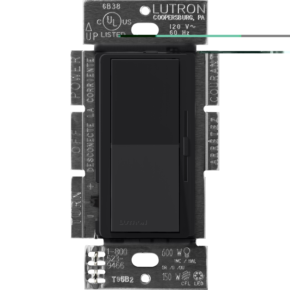 Product image for Lutron DVSCELV-303P-MN 300 W 120 Volt Midnight 3-Way Electronic Low Voltage Paddle Switch Preset Dimmer