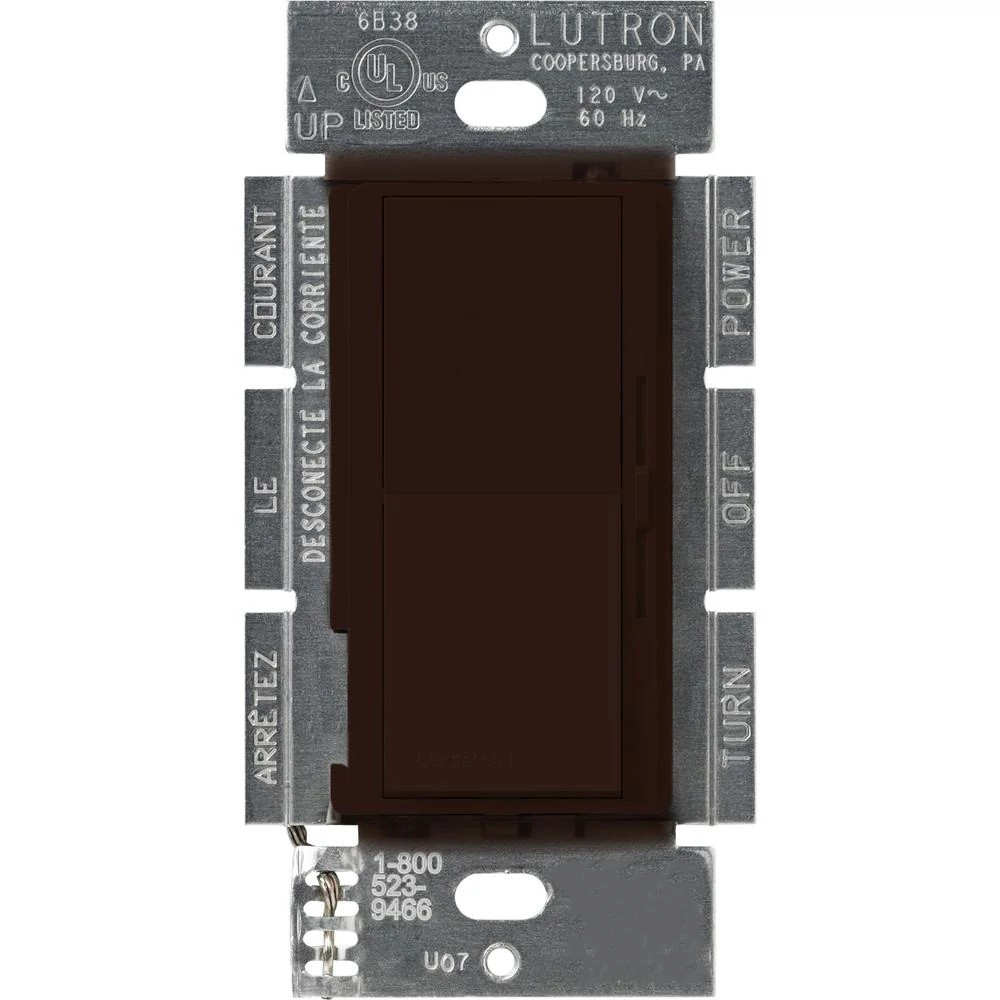 Product image for Lutron DVFSQ-F-BR 120 VAC Brown 3-Speed 1-Pole/3-Way Preset Fan Control Dimmer