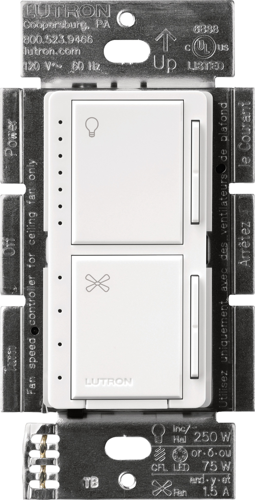 Product image for Lutron MACL-LFQH-WH MACL FAN LIGHT WHI