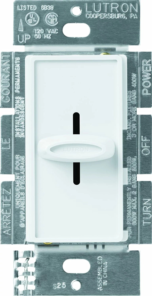 Product image for Lutron SFS-5E-WH 1-Pole 5 Amp 120 VAC Variable Speed White Slide to Off Fan Speed Controller