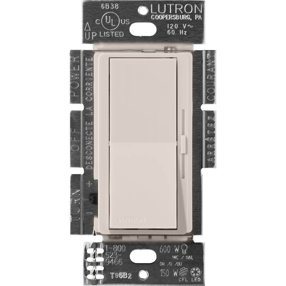 Product image for Lutron DVSCLV-600P-TP 450 W 120 Volt Taupe 1-Pole Magnetic Low Voltage Paddle Switch Preset Dimmer