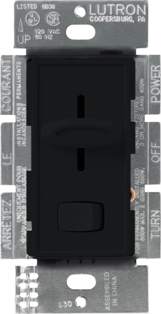 Product image for Lutron SLV-600P-BL 120 VAC 600 VA Black 1-Pole Magnetic Low Voltage Preset Dimmer