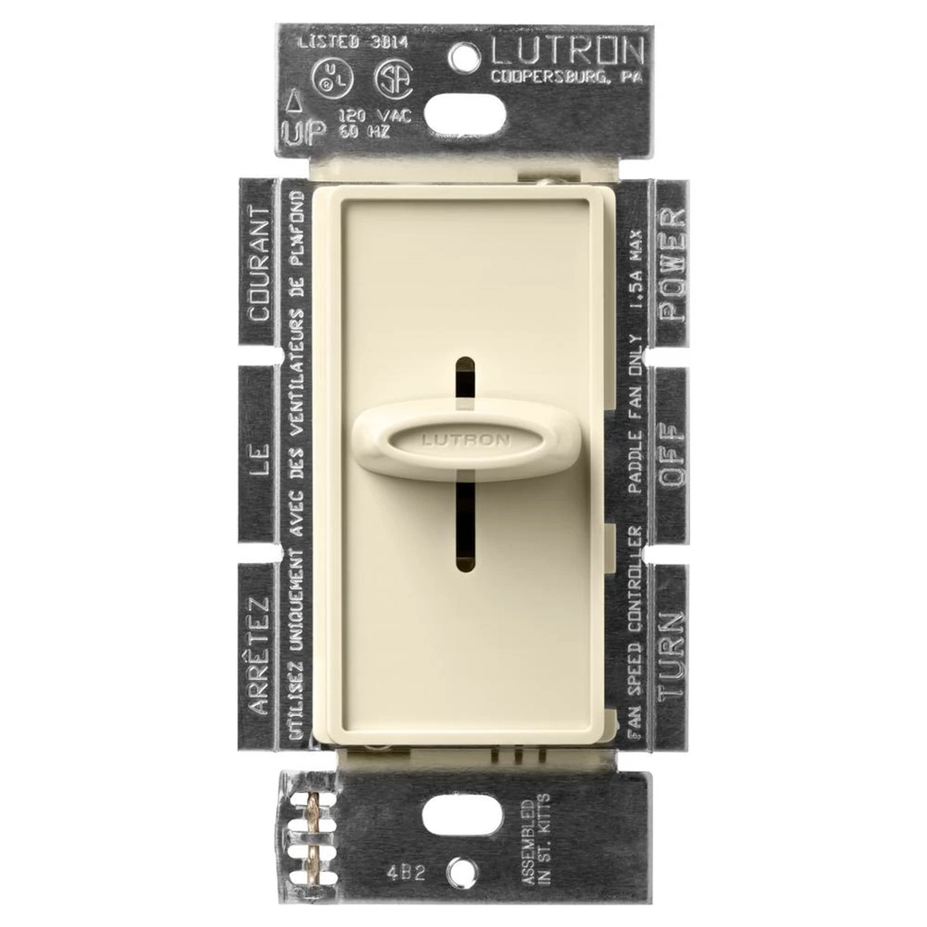 Product image for Lutron Electronics SFSQ-FH-AL 1.5 Amp 120 VAC 1-Pole 3-Speed Almond Slide to Off Fan Speed Controller