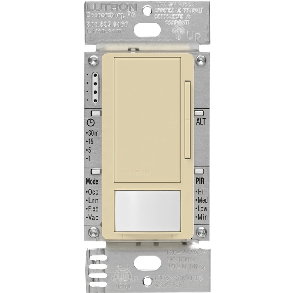 Product image for Lutron MS-Z101-V-IV 8 Amp 120 to 277 VAC Ivory 1-Pole/Multi-Location 0-10V Vacancy Sensor Switch Dimmer