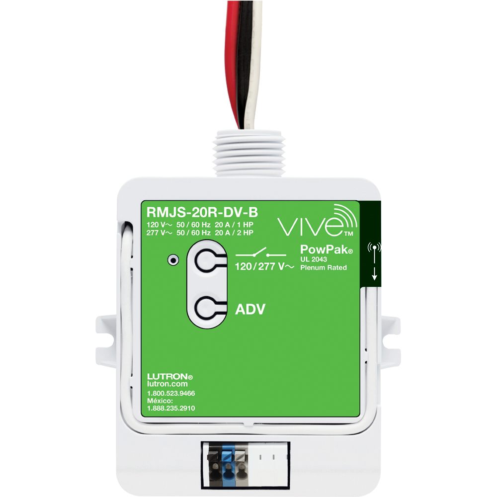 Product image for Lutron RMJS-20R-DV-B PowPak 20A Relay Receptacle Control Module, 120/277V, 431.0 - 437.0 MHz