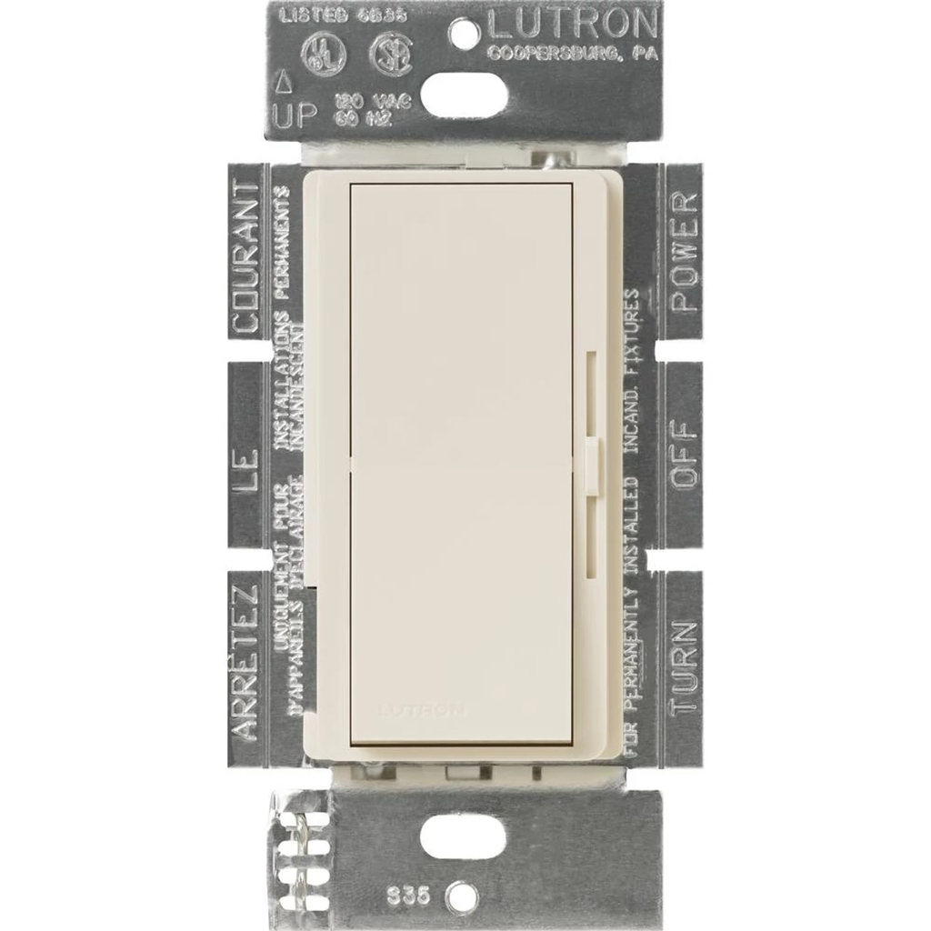 Product image for Lutron DVLV-600P-LA Single Pole 450W Magnetic Low-Voltage DIVA Dimmer - Light Almond