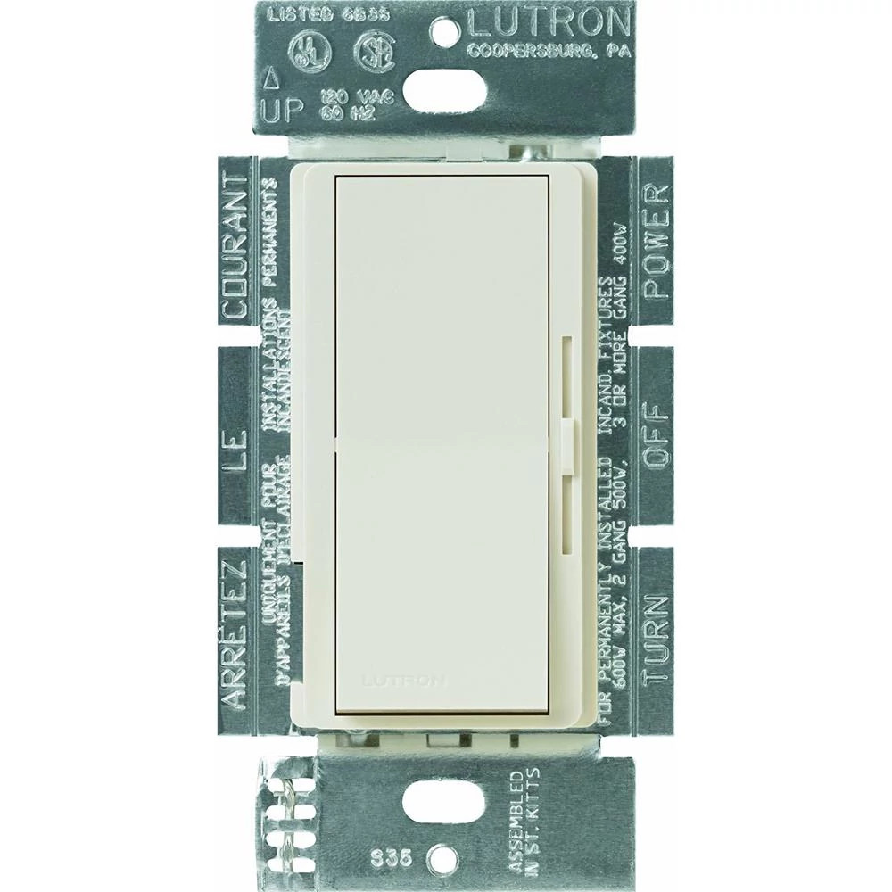 Product image for Lutron DVFSQ-F-LA 120 VAC Light Almond 3-Speed 1-Pole/3-Way Preset On-Off Fan Control Dimmer