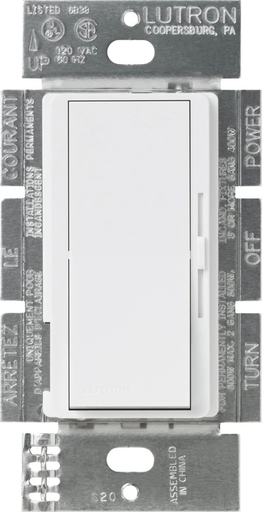 Product image for Lutron DVF-103P-WH 120 VAC White 1-Pole/3-Way Fluorescent Paddle Switch Preset Slide Dimmer