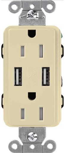Product image for Lutron CAR-15-UBTR-IV CA 15A USB TAMPE