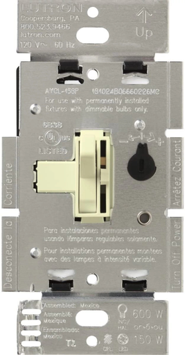 Lutron AYCL-153P-AL 600 W 120 Volt Almond 1-Pole/3-Way Incandescent/Halogen Preset Dimmer Product image for Lutron AYCL-153P-AL 600 W 120 Volt Almond 1-Pole/3-Way Incandescent/Halogen Preset Dimmer