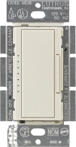 Product image for Lutron MA-1000-LA 1000 W 120 Volt Light Almond 1-Pole/Multi-Location Incandescent/Halogen Digital Fade Dimmer
