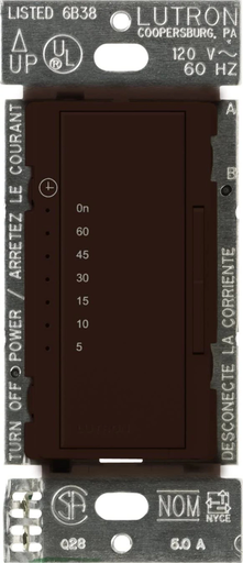 Product image for Lutron MA-T51MN-BR 120 VAC 5 Amp 1-Pole/Multi-Location Brown Countdown Timer Control Switch