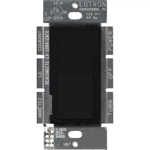 Product image for Lutron DVSCFSQ-F-MN 120 VAC Midnight 3-Speed 1-Pole/3-Way Preset Fan Control Dimmer
