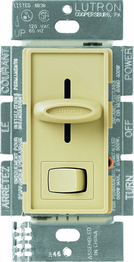 Product image for Lutron S-10P-IV 1000 W 120 Volt Ivory 1-Pole Incandescent/Halogen Preset Dimmer
