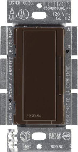 Product image for Lutron MAELV-600-BR 600 W 120 Volt Brown 1-Pole/Multi-Location Electronic Low Voltage Preset Dimmer
