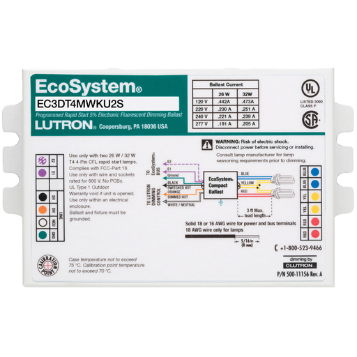 Product image for Lutron EC3DT418KU1 ECOSYSTEM BALLAST-3