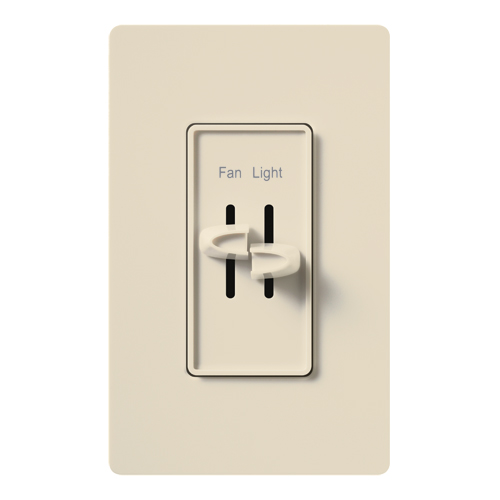 Product image for Lutron S2-LF-LA 2.5 Amp 300 W 120 Volt Light Almond 1-Pole Incandescent/Halogen Fan/Light Speed Control Dimmer