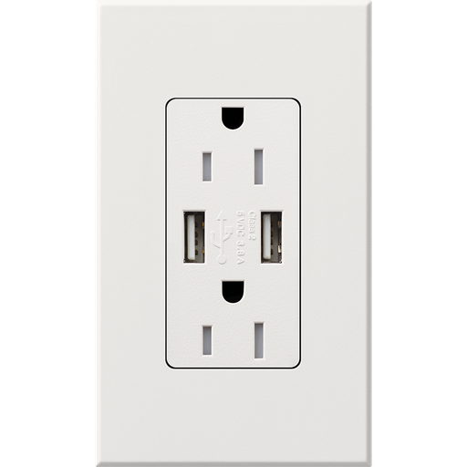 Product image for Lutron NTR-15-UBTR-WH NT 15A USB TAMPE