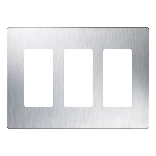 Product image for Lutron CW-3-SS 3-Gang 3-Dimmer Stainless Steel Standard Designer Wallplate