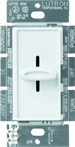 Product image for Lutron SFS-5E-WH 1-Pole 5 Amp 120 VAC Variable Speed White Slide to Off Fan Speed Controller