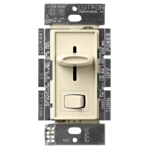 Product image for Lutron SFSQ-LF-AL 360 W 120 VAC 1.5 Amp 1-Pole Almond Incandescent/Halogen Fan/Light Speed Control Switch