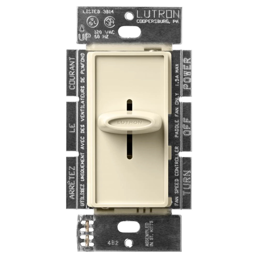 Product image for Lutron Electronics SFSQ-FH-AL 1.5 Amp 120 VAC 1-Pole 3-Speed Almond Slide to Off Fan Speed Controller
