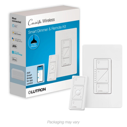 Product image for Lutron P-PKG1W-WH 600/150 W White Wireless In-Wall Dimmer with Remote Control Kit